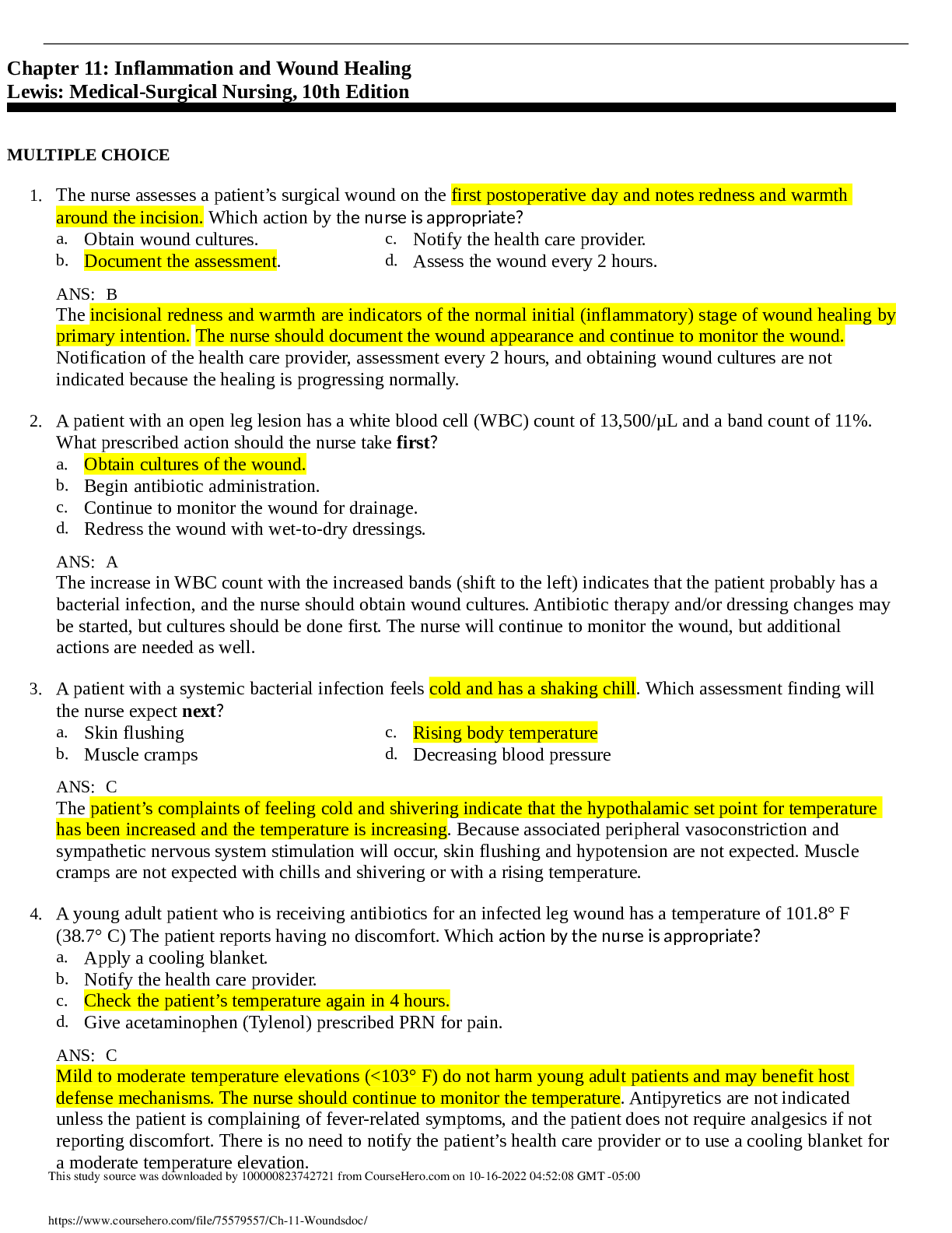Preview image for Chapter 11: Inflammation and Wound Healing Lewis: Medical-Surgical Nursing, 10th Edition